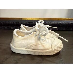 Unbranded‎ Vintage White Canvas Baby Shoes (Size 2)